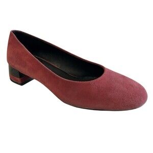 Geox Respira Womens Suede Pump Low  Heels Slip on Burgundy Shoes EU 37 / US 7